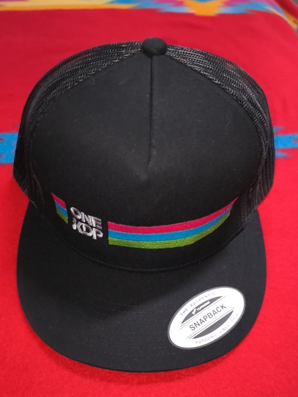 One KDP Embroidered Logo Trucker Mesh Snapback Hat Cap OSFM